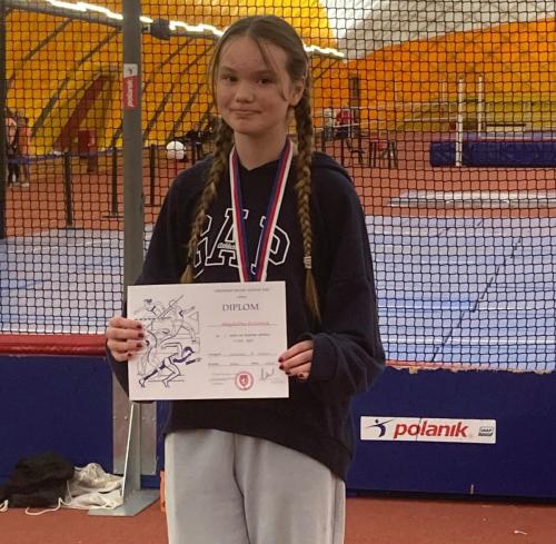 KP jednotlivců mladšího žactva v hale - Magda Kučerová - 3. místo (skok do výšky) - Praha 12. 2. 2023